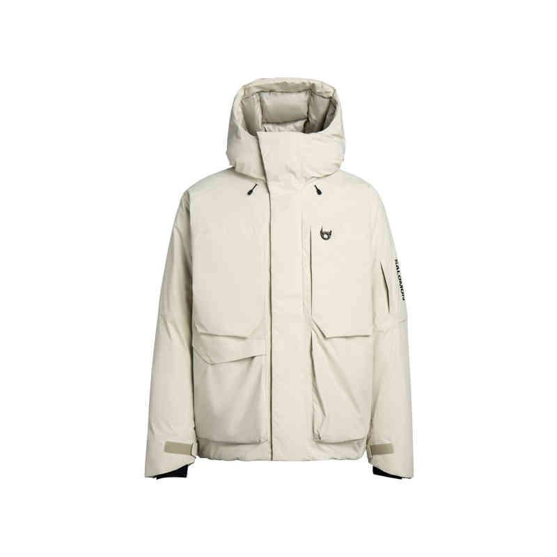 

Salomon Outlife FW24 Outdoor Series WP Down Hooded Water-Resistant Windproof Warm Jacket Unisex Jackets Earth-Gray C23738 XL