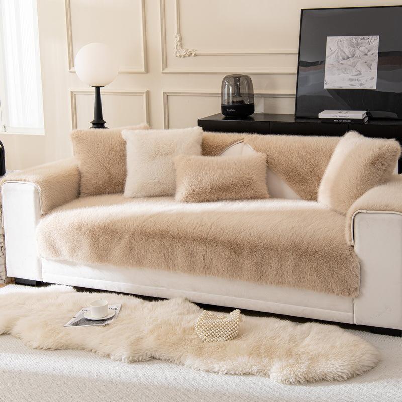 Sofa Cushion Winter New  Thickened Mink Plush Non-Slip Seat Cushion Leather Sofa Cover Dust-Proof Full Cover Cover Towel