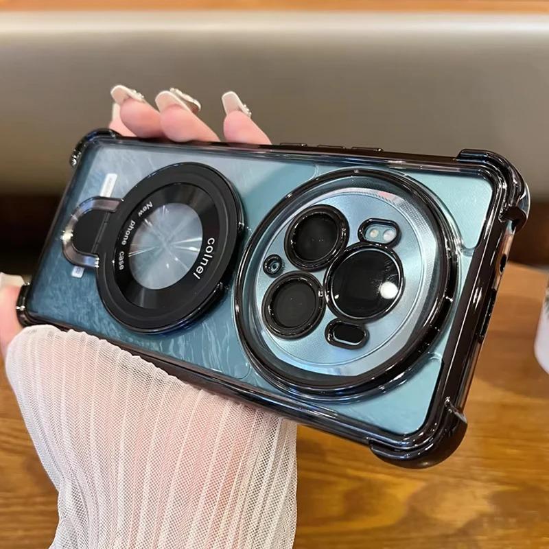 For Honor Magic 6 7 Pro 7 6 5 Lite Case Luxury Ring Holder Camera Lens Films Plating Airbag Soft Silicone Shockproof Back Cover