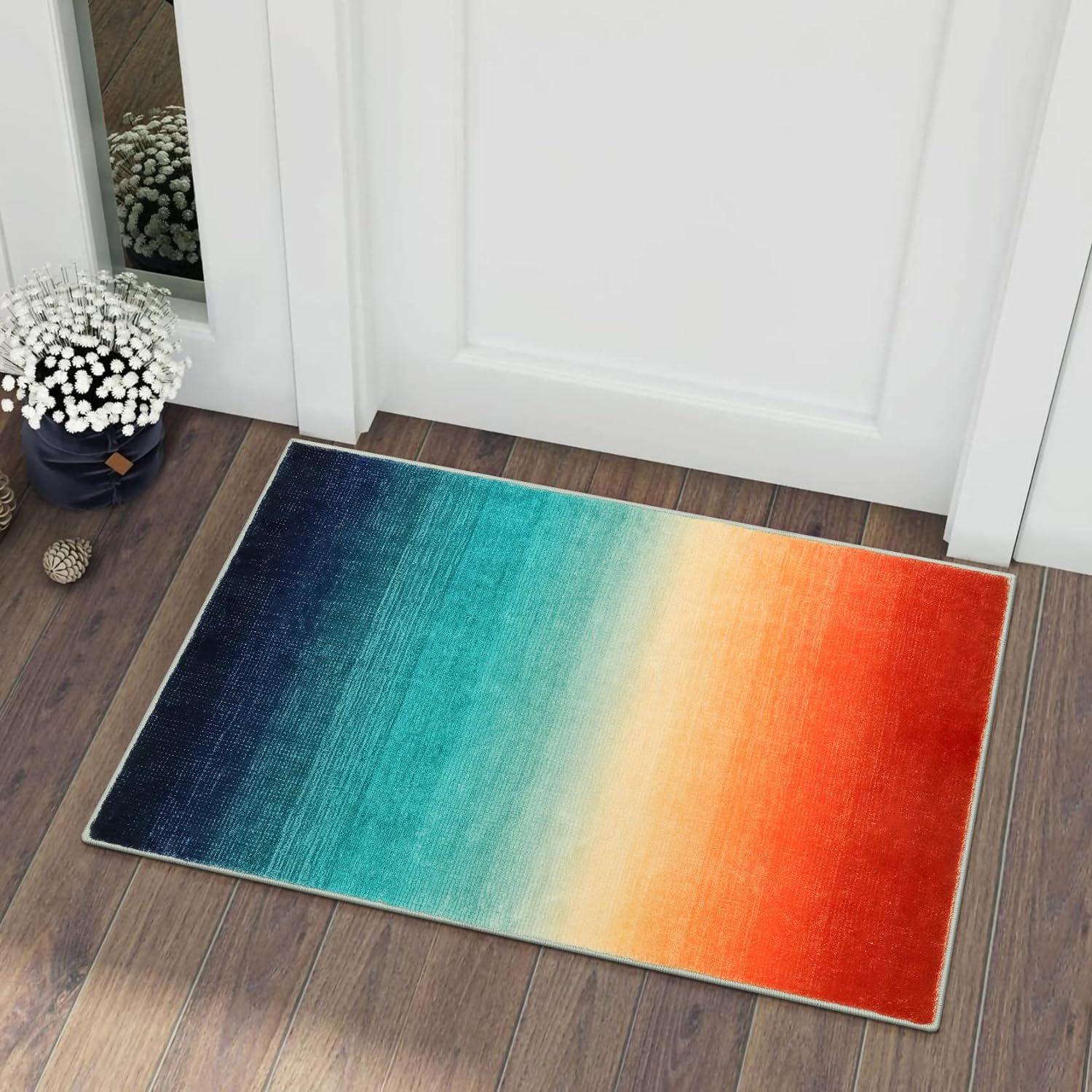 

1PC Modern Gradient Crystal Velvet Carpet Cute Girl Room Decoration Blanket Non-Slip Entrance Doormat Home Decoration 40x60cm 16x24inch