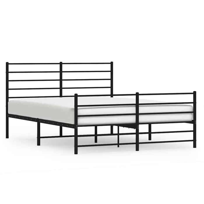 VidaXL Cadre de lit métal avec tête de lit-pied de lit noir 150x200 cm 352339