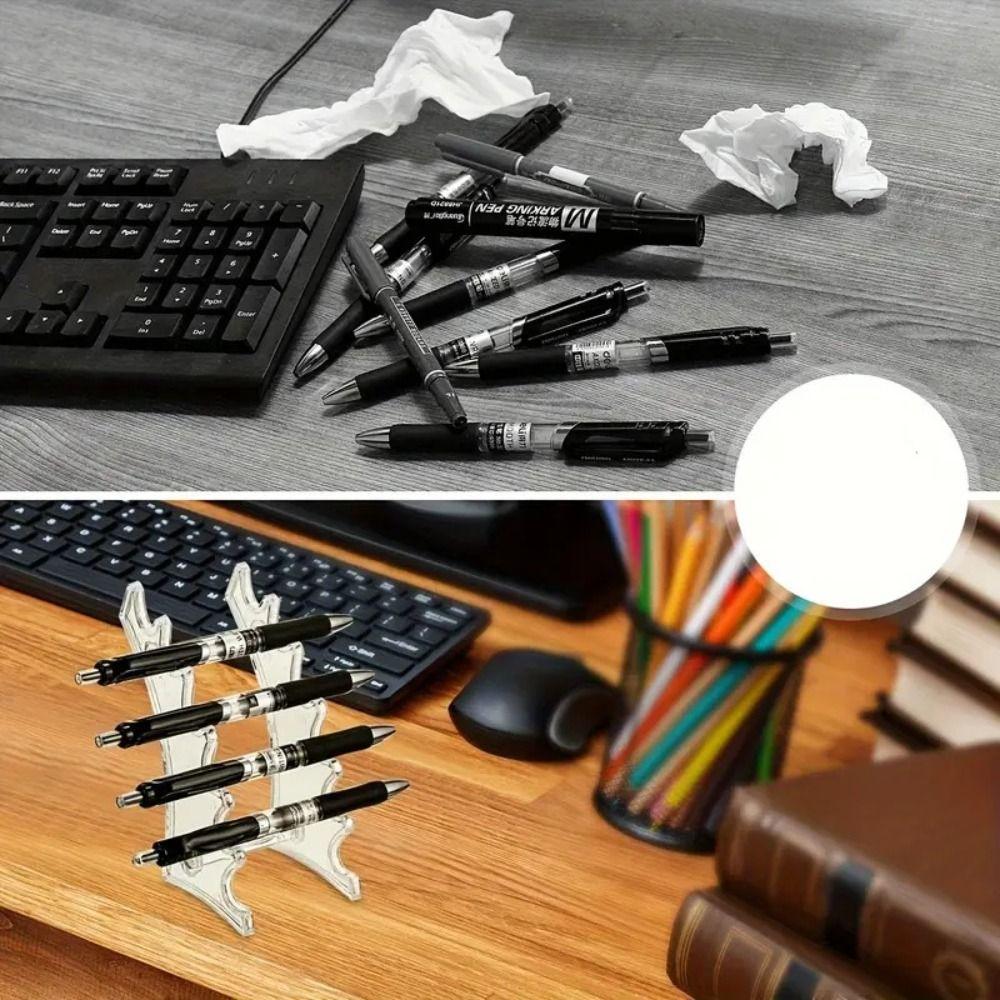 Transparent 6-bit  Ballpoint Pen Holder Plastic Makeup Display Stand Eyebrow Pencil Holder  Home