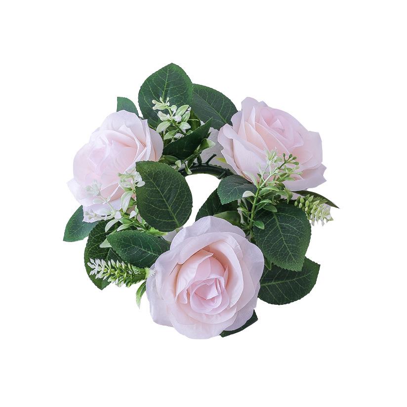 Flower Wreath for Table Small Candle Rings for Wedding Party Christmas Decor Rose Wreaths for Valentine's Day Spring Summer