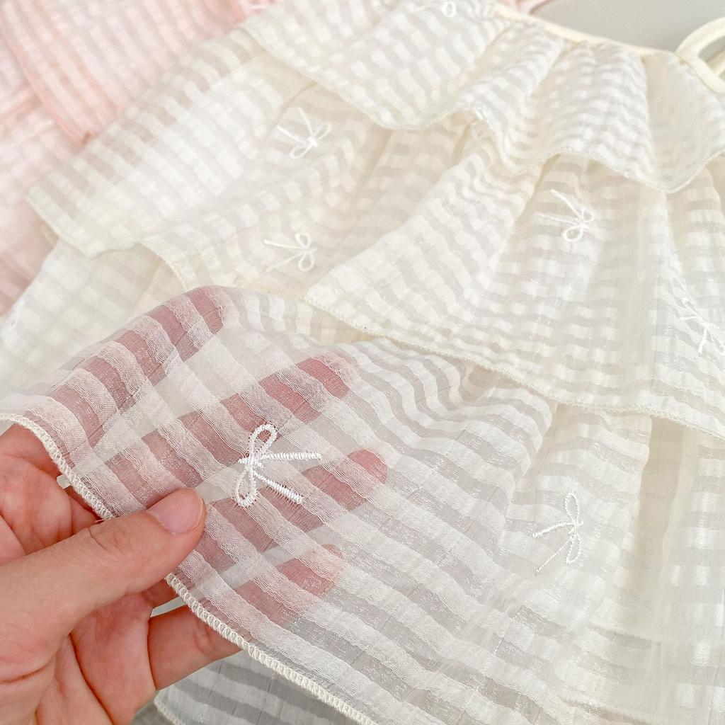 Girls Spaghetti Strap Tiered Dress with Bow Cute Summer Princess Dress