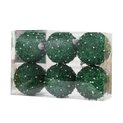 6 Stück Schaum Glitzernde Pailletten Grün Christbaumkugeln Set Reichhaltige Festliche Atmosphäre Weihnachtsbaumschmuck Set