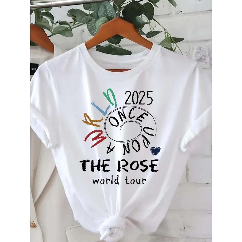 

Европейский размер Женская одежда Большой размер Повседневная футболка с круглым вырезом, коротким рукавом, Белая с разноцветным цветочным узором, Идеально для весны и лета, Футболка с цветочным принтом S белый