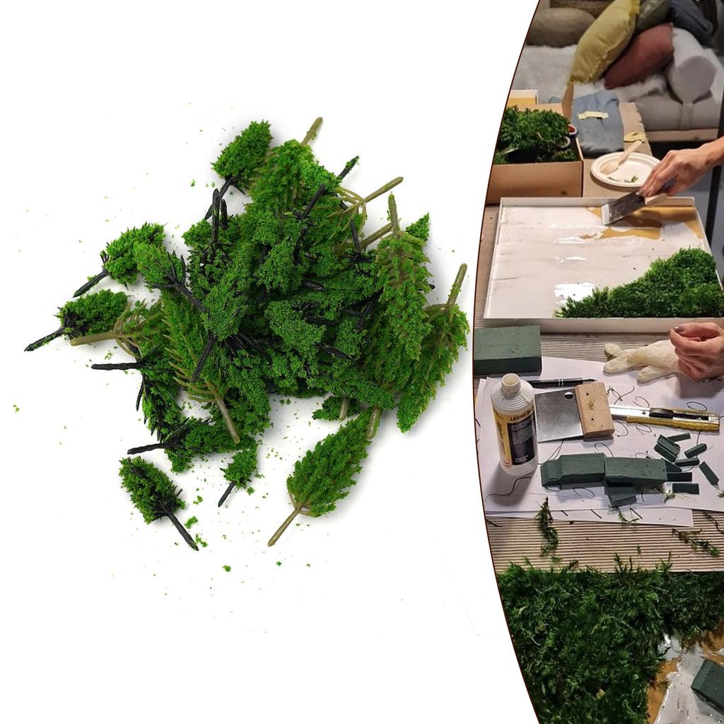 50 Stück Plastik Modellbahn Miniatur Baum Landschaft DIY Außenlandschaft Eisenbahn Gebäudezubehör Sandtischmodell Gartendekor