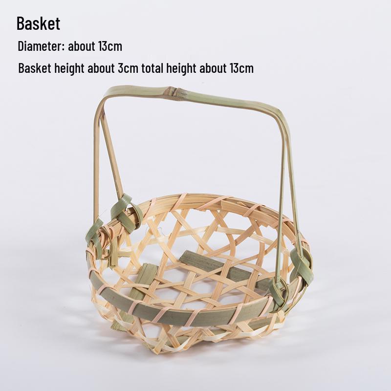 Handmade Bamboo Weaving Sieve Basket Storage and Snack Plate Set
