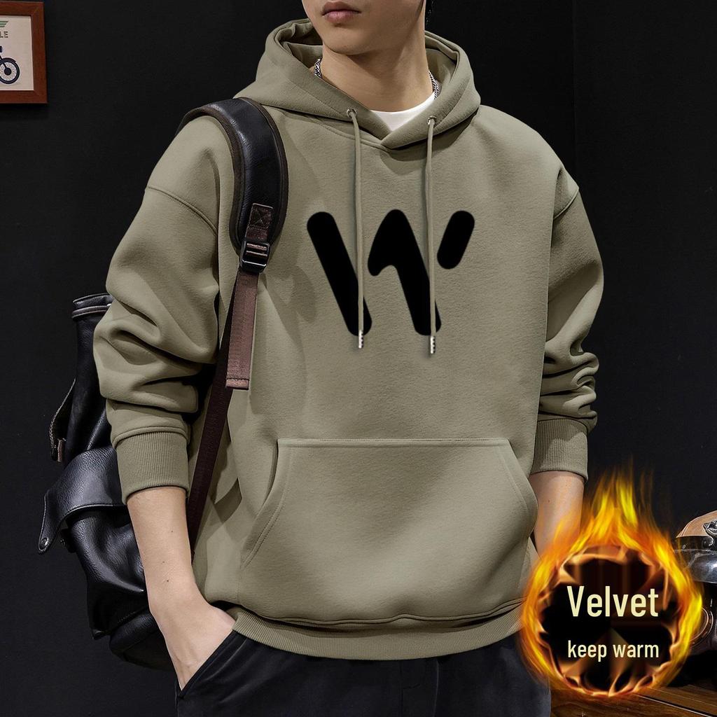 Men's Heavyweight Velvet Hoodie - Autumn/Winter, American Trendy, Casual, Versatile, and Loose Fit