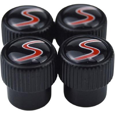(4er-Set) S Metall Auto Reifenventil Schaft Kappe Abdeckung mit Harz S Emblem Abdeckungen Zierleiste für Mini Cooper S Countryman S Clubman S JCW 36110429652