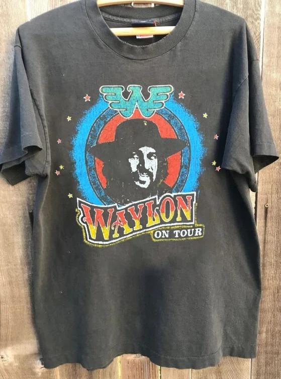 Waylon Jennings On Tour Music Graphic Charcoal Unisex Shirt S-5XL