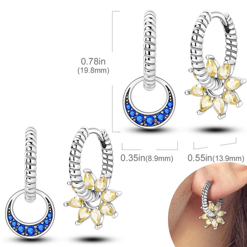 New Women Earrings Original 925 Silver Hoop Earrings Engagement Wedding Birthday Drop Earring Women Jewelry Gifts