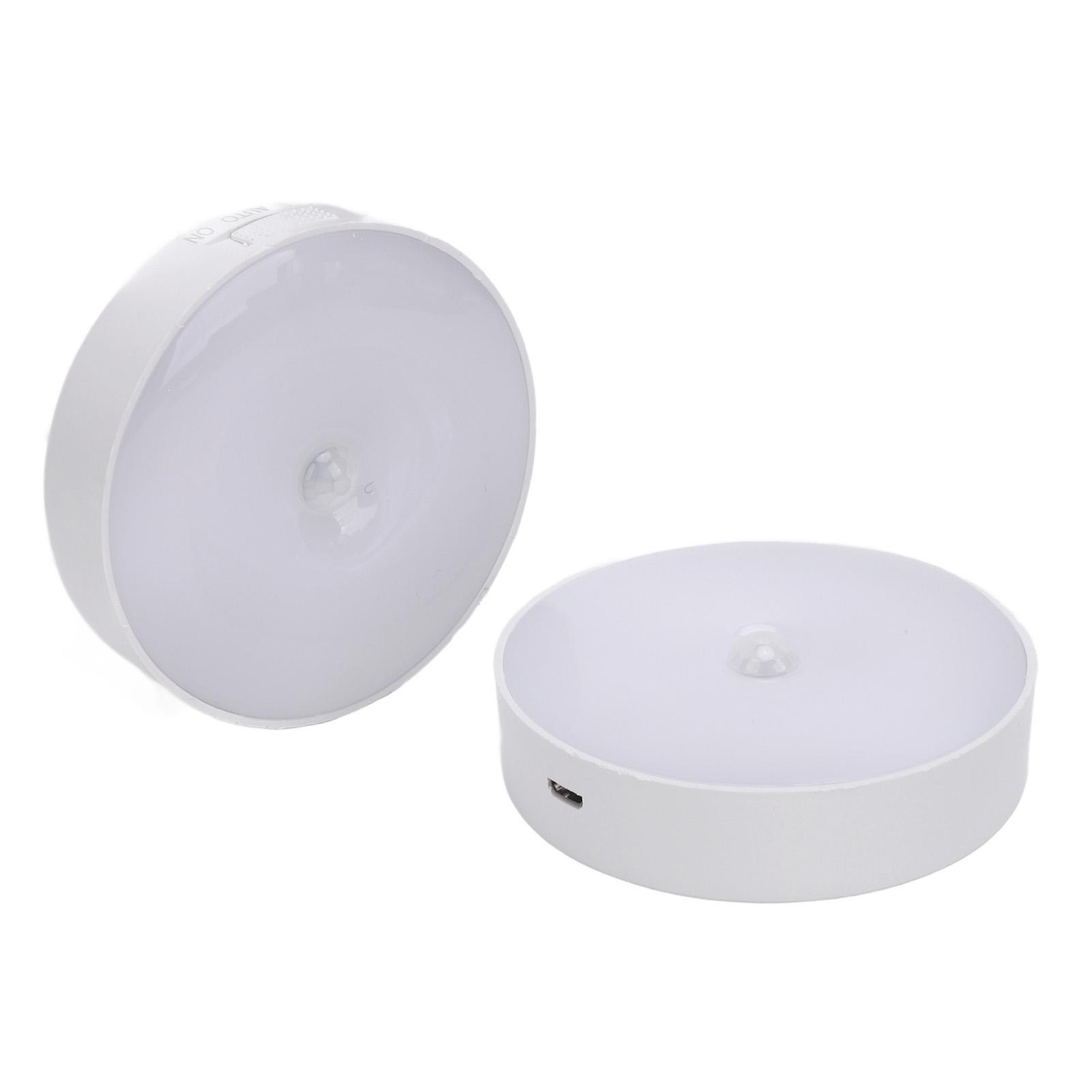 

Motion Sensor Night Light Magnetic USB Rechargeable Round Small LED Cabinet Lamp for Bedroom Closet Stairs 2pcs