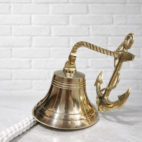 Solid Brass Polish Anchor Ship Bell Nautical Maritime Coastal Decor, 15.24 cm Marine Reproduction Office Home Christmas Gift