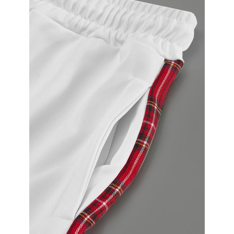 New men's row buckle spelling plaid webbing casual trousers straight trousers outdoor trousers men's new