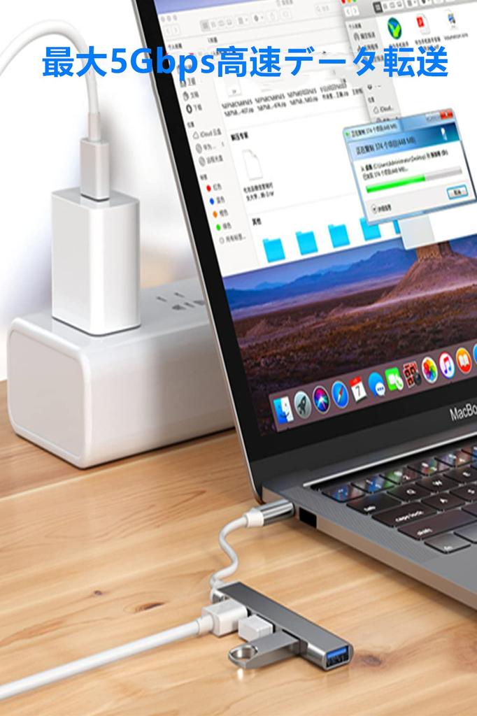 YFFSFDC Type C USB Hub with 5Gbps Data USB Smartphone USB Compatible with Surface and Other Type C Adapter for Working from Home Hub, Ultra-Slim,