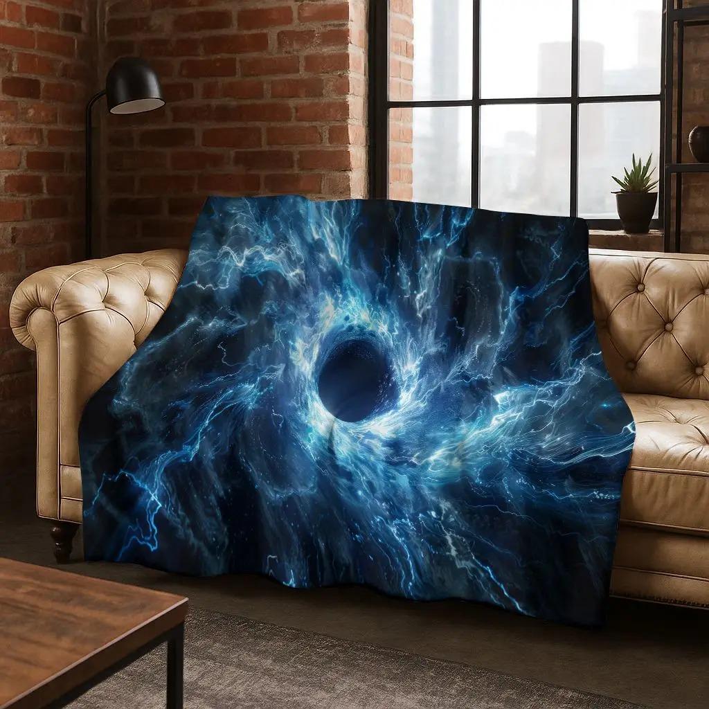 Dreamy Galaxy Universe Space Stars Black Hole Earth Flannel Blanket,Cozy Soft Throw Blanket For Home Bedroom Bed Sofa Cover Gift