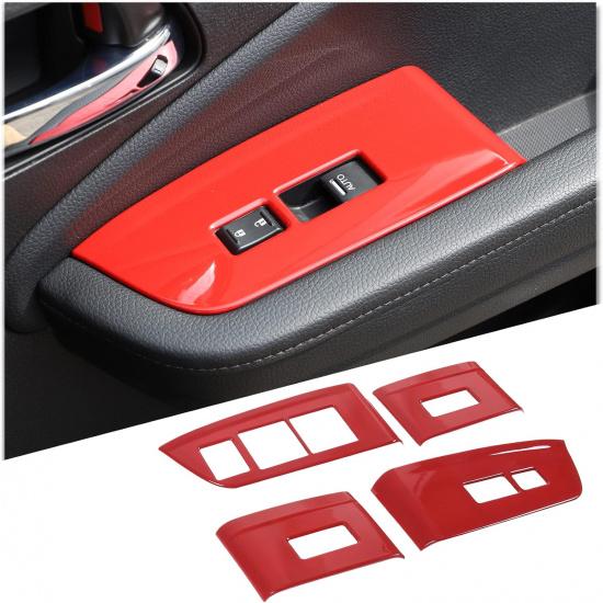 4PCS Window Lift Switch Panel Frame Cover Trim for Honda Pilot 2016-2022/ Passport 2019-2023, ABS Material Car Door Window Glasses Lifter Button