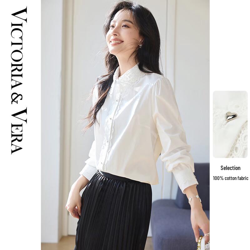 VICTORIA&VERA Women's Lace Long Sleeve Shirt