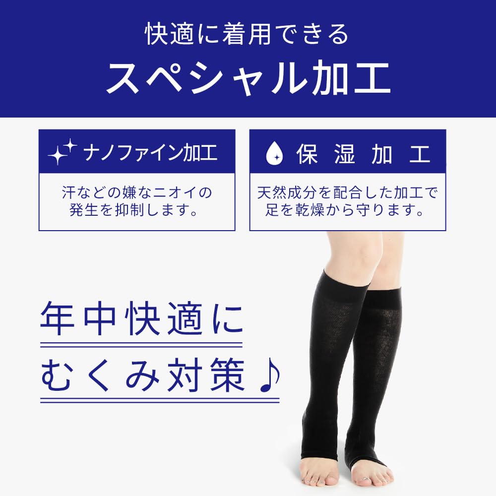 Iris Plaza Sleep Nylon Compression Made in Japan of Graduated Compression Maximum 20hPa Moisturizing Nanofine Processing for Odor Size M Socks, (Set