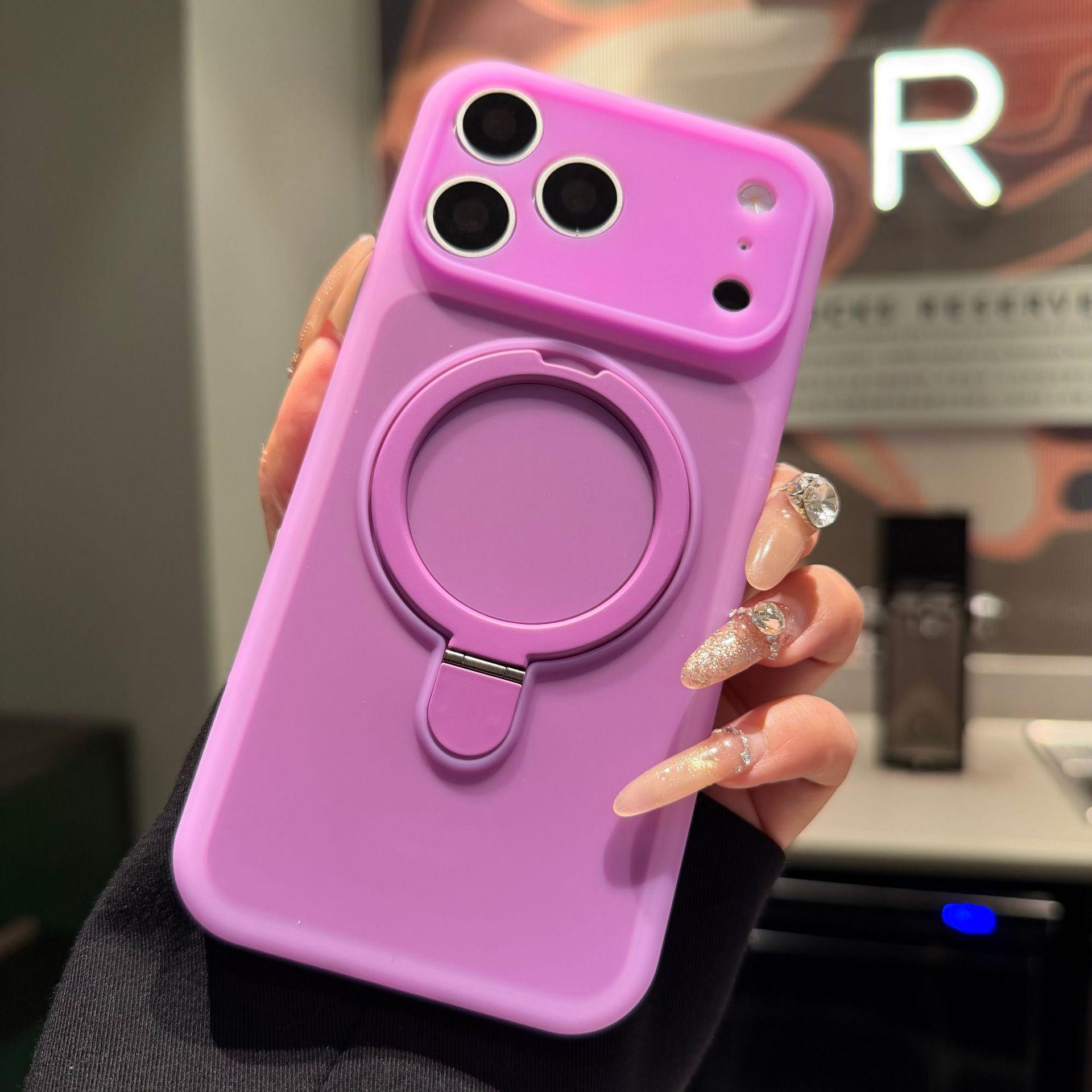 Silicone Magnetic Stand for iPhone 16/17 Pro Max, Ice Cream Case, Skin-Feel Cover iPhone 15 Pro