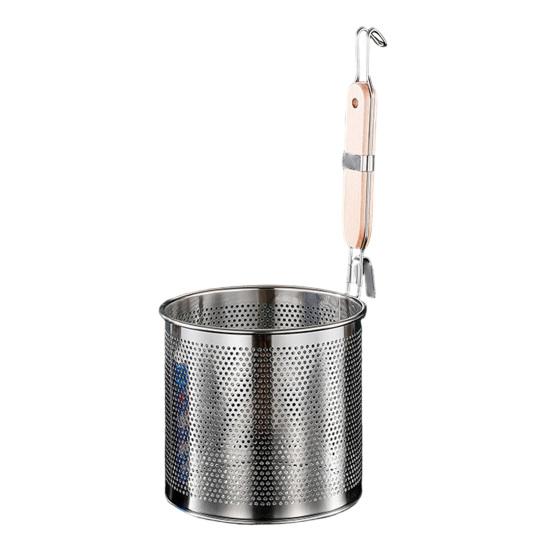 Cesta de Fritura Profunda em Aço Inoxidável Peneira de Malha Grossa Concha com Ganchos Duplos Colher Peneira Antiderrapante Resistente ao Calor para Macarrão de Sopa Malatang
