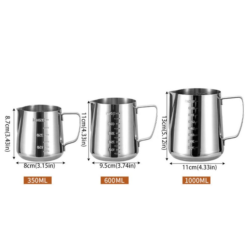 Stainless Steel Latte Art Cup with Scale Frother Pitcher Coffee Tool Measuring Cups  Cafe