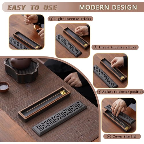 CEREMONY Incense Burner, Horizontal Stand, Safe, Stylish, Ceramic, with Stainless Steel Net, Portable, Perfect for Study, Meditation, Repose, Memorial