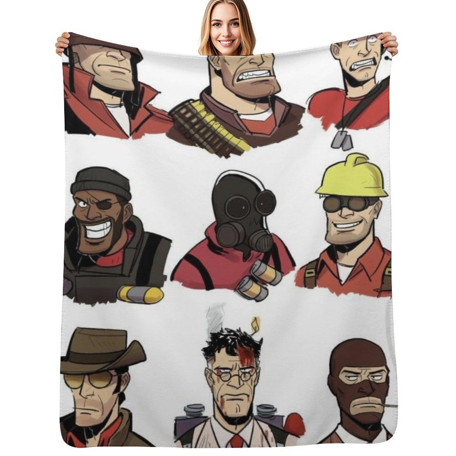Team Fortress 2 All Units Throw Blanket Fade Resistant Durable Throw Blanket Size: 75*100cm, Weight: 230 GSM