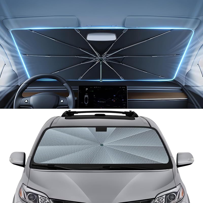 Autorder Windshield Sun Shade Umbrella For -2025 Toyota RAV4 Accessories,Upgraded Ice Crystal Material,Easy Setup Umbrella Sunshade For Car