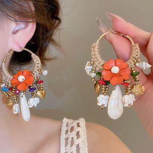 

Silver needle braided rope animal flower stone water drop earrings vacation fashion versatile stud earrings personality temperament earrings women