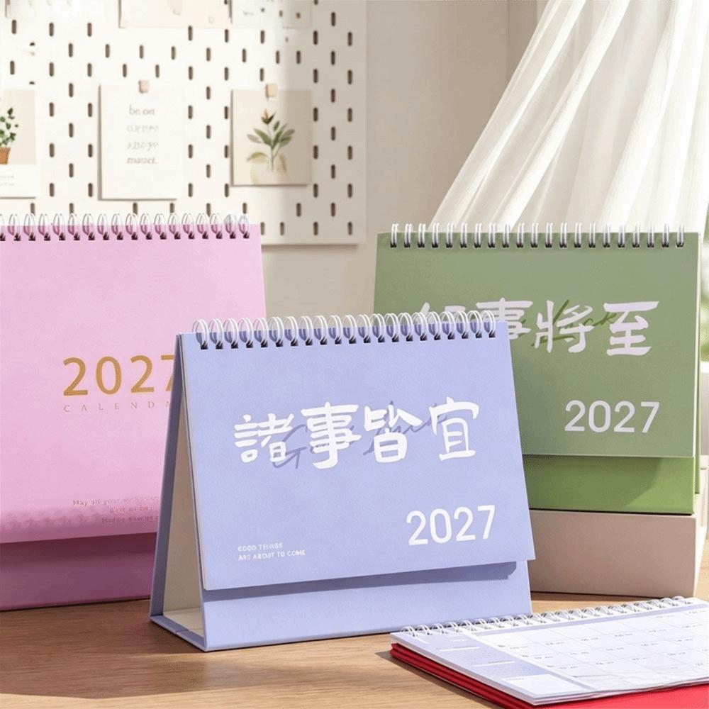Foldable 2027 Desktop Desk Calendar Portable Flip Calendar Academic Planner Office Supply