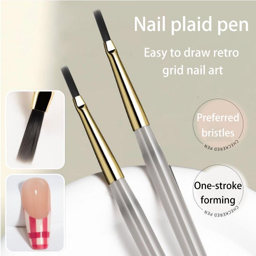 1/2PCS French Plaid Nail Art Brushes Set - Line Grid Pattern Drawing Pen for DIY UV Gel Extension Paint Supplies Manicure Tool