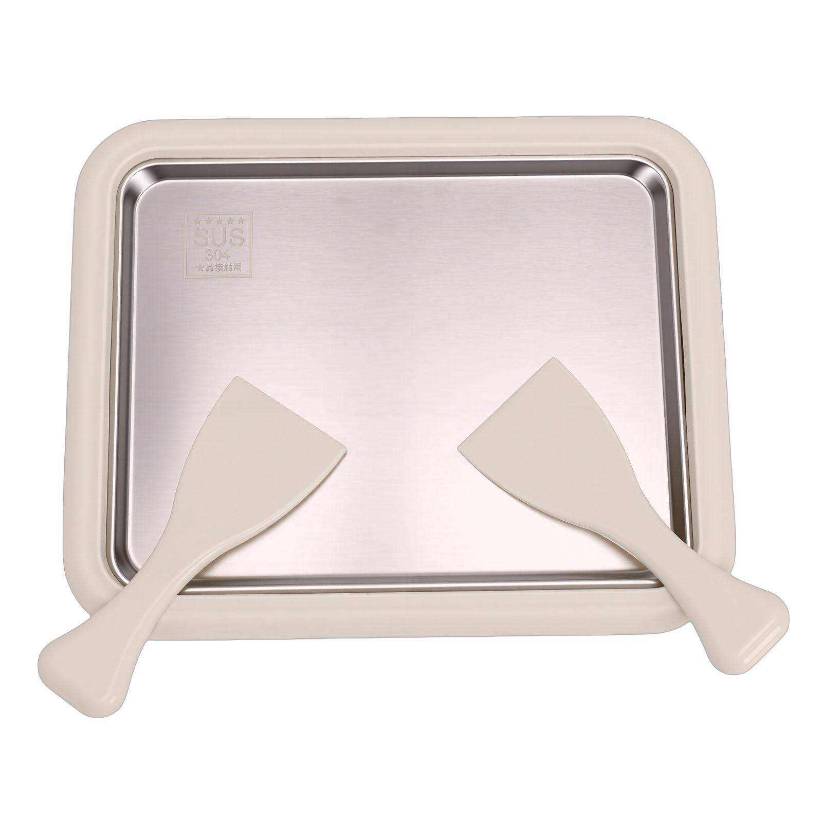 

Rolled Ice Cream Maker Stainless Steel Home DIY Ice Cream Roll Tray with 2 Scrapers for Soft Serve Slushies Frozen L