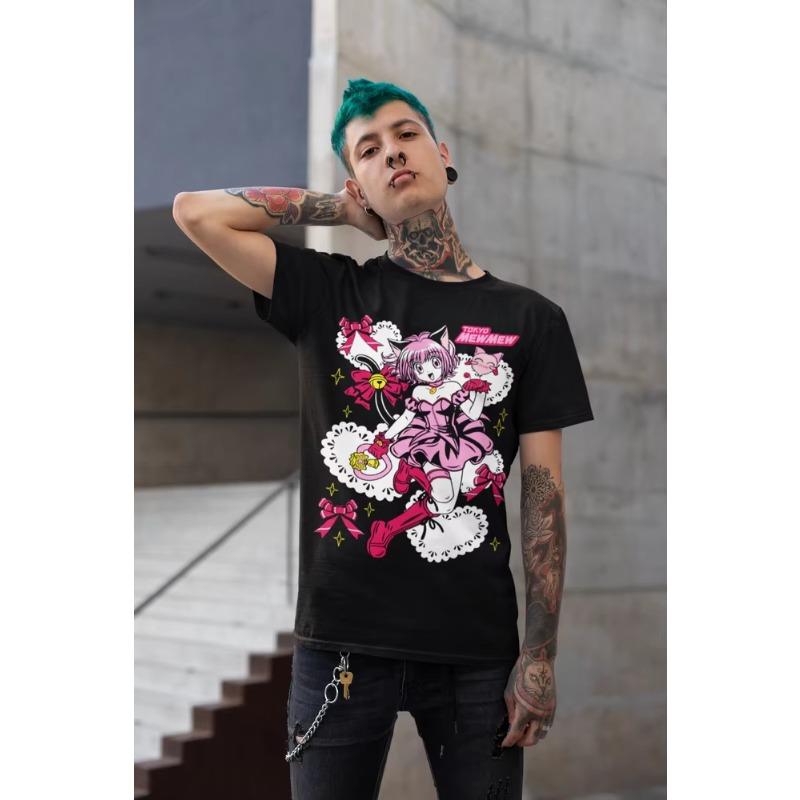 Trend Summer Cosplay Neutral Black and White Tokyo Mew Magical Girl Harajuku Anime Shirt All Sizes Ichigo Momomiya T-Shirt