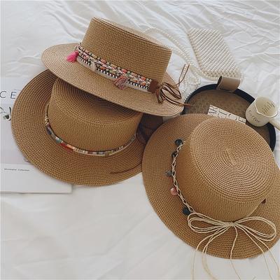 New Original Ethnic Style Straw Hat Women's Spring and Summer Beach Outing Sun Hat Retro Straw Woven Sun Protection Hat