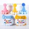 Chapéu de Aniversário Colorido Macaron para Gatos e Cachorros - Adereço de Festa com Pom-Pom e Decoração de Vento