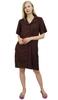 Bimba Women's Nightwear Beige Shirt Short Sleeve Dress With Pockets