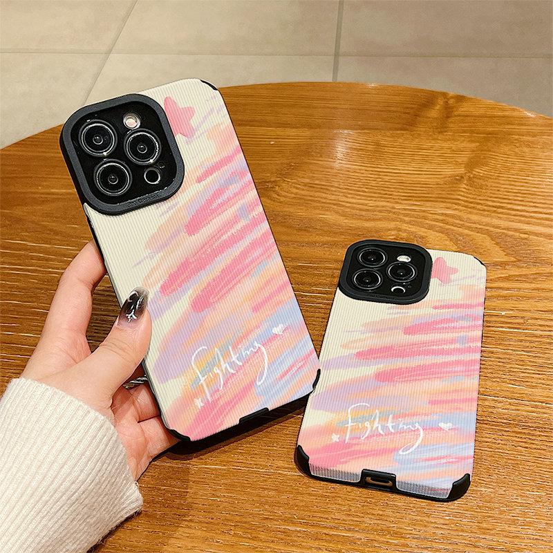 Vertical Leather Shell Colored Painting Printed Patterned Shockproof Soft Silicone Case with Camera Lens Full Protection for IPhone Samsung