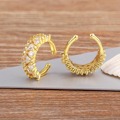 Nidin Creative Design Multilayer Ear Clip Cuff Earrings Delicate Fake Piercing Earrings For Women Trend Wedding Birthday Jewelry
