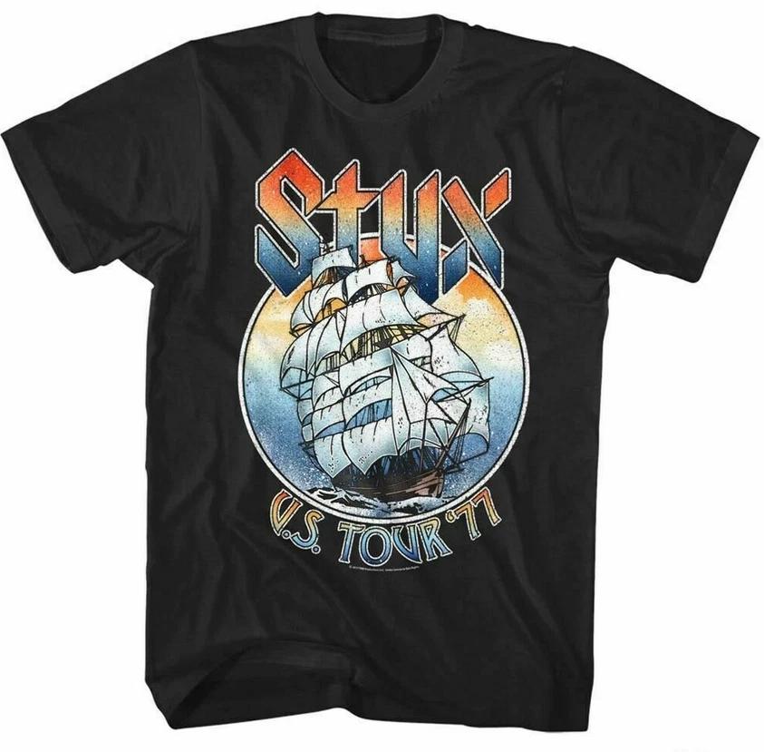 100% cotton TOPS UNISEX TEES MENS WOMENS Styx Ship USA Tour 1977 Mens T Shirt