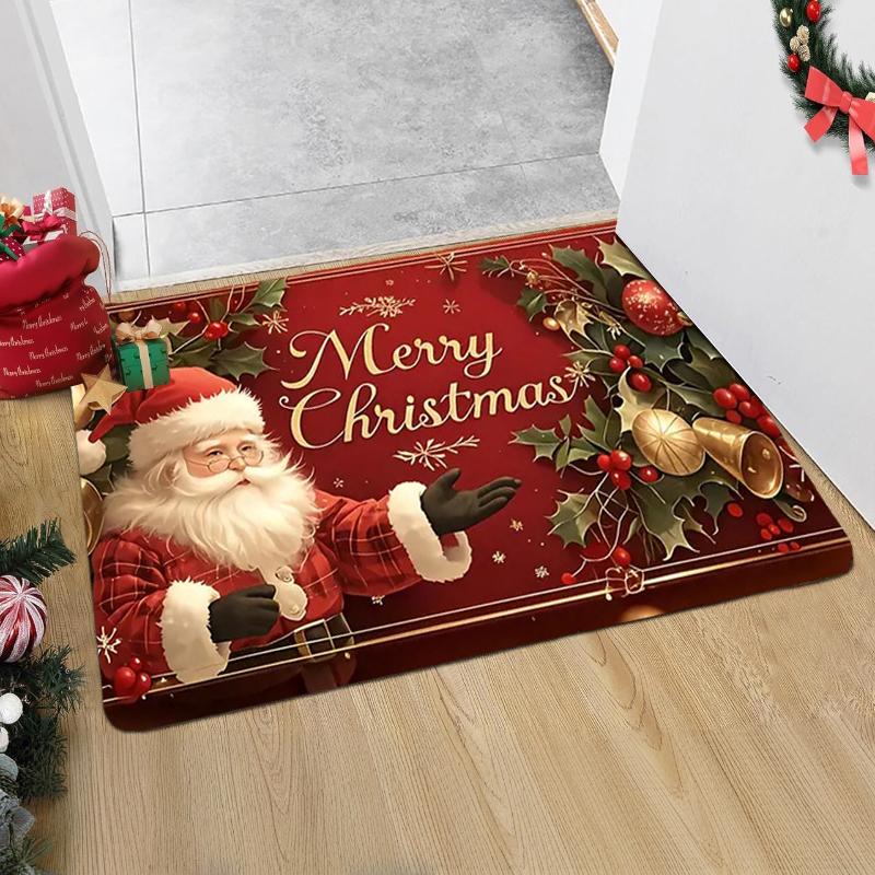 Christmas Mat Crystal Velvet Santa Claus Christmas Elk Entry Doormat Festive Decoration Carpet Bathroom Anti-slip Floor Mat 2026