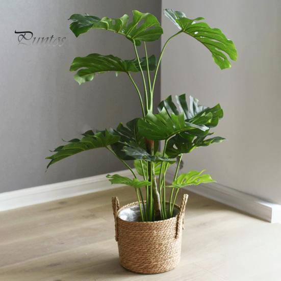 Natural Fiber Plant Containers Woven Seagrass Pot with Handle, Built-in Plastic Film Lining Eco-friendly Home Organizers Storage Basket, Rattan Flower