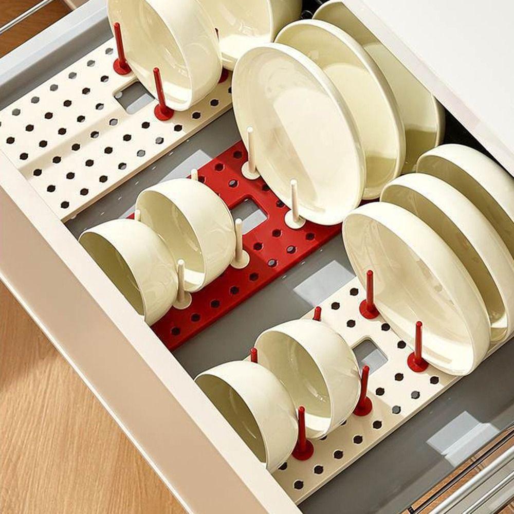 

Telescopic Dish Plate Drying Rack Removable Bowl Storage Rack Pot Cover Storage Holder Bedroom бежевий