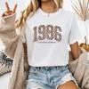 Leopard Print 1986 Limited Edition Graphic T Shirt Unisex Vintage 40th Birthday Casual Short Sleeve Street Tee
