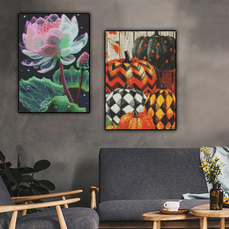 5D Diamond Painting Full Round Drill Diamond Pumpkin Lotus Diamond Painting Handmade Diy Diamond Mosaic Painting Home Decoration