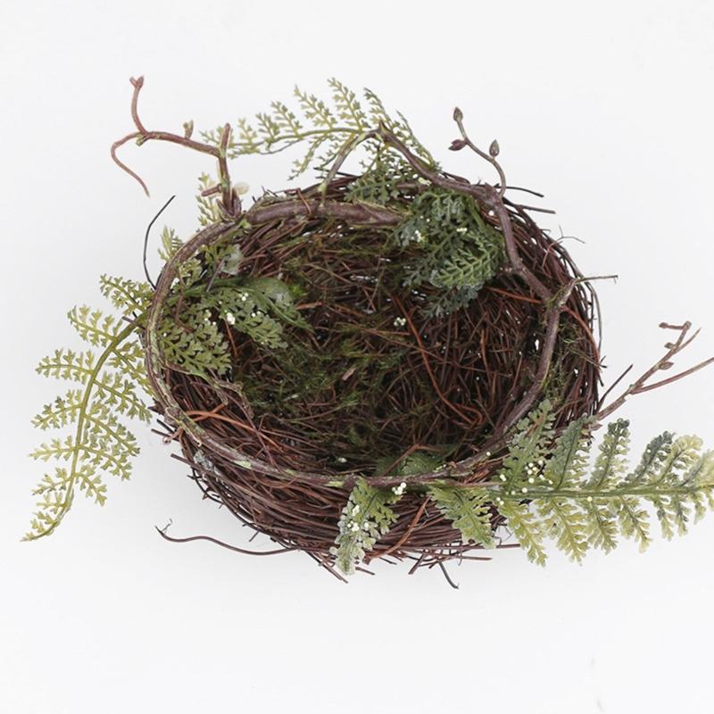 Nido d'Uccello Decorativo con Uccelli e Uova Artificiali Decorazione da Giardino Fatta a Mano Oggetti di Scena per Fotografia Regalo per Bambini
