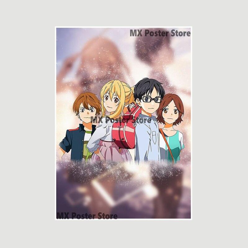 Japanische Anime Your Lie In April Poster weiß beschichtetes Papier Wandaufkleber Home Decor Wandbild Wohnzimmer Bar Dekoration Malerei