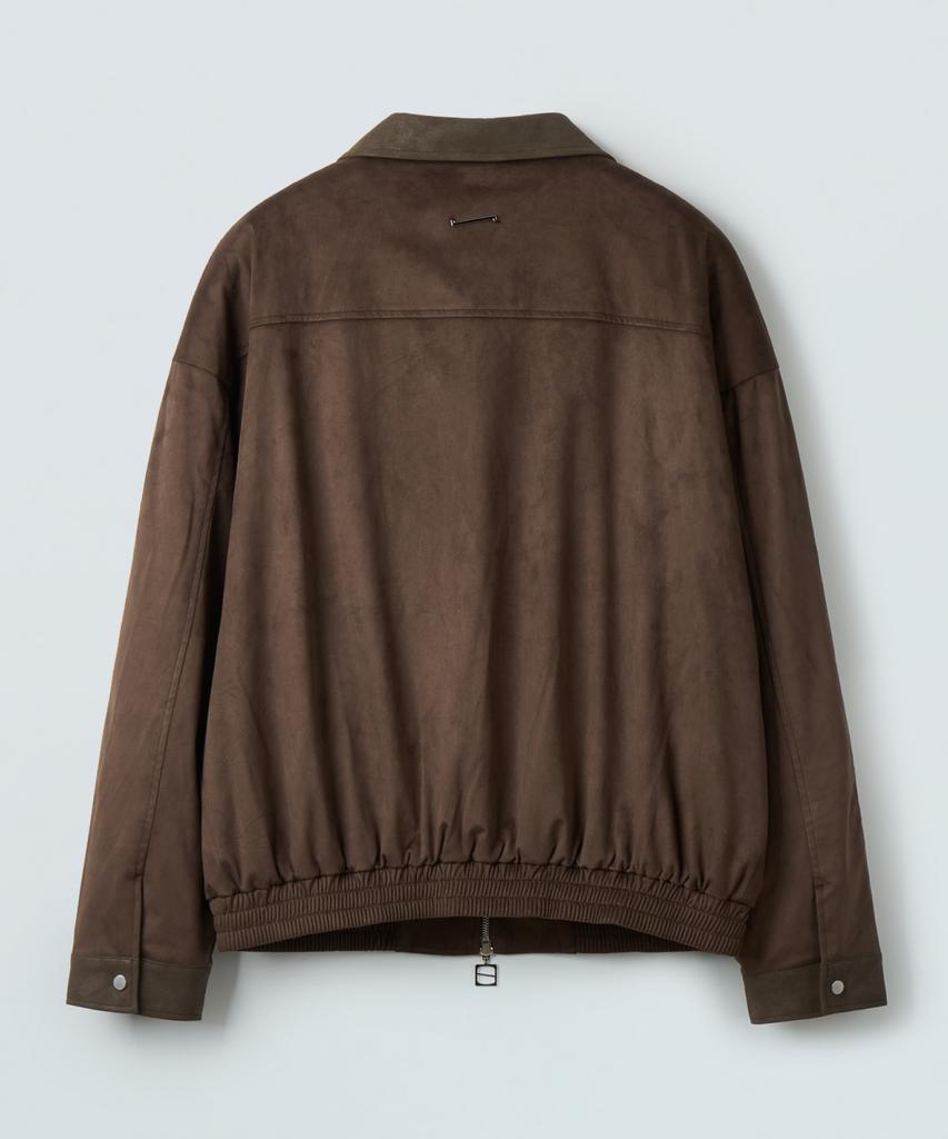 Piari Leather Blend Suede Blouson Jacket (Dark Brown)