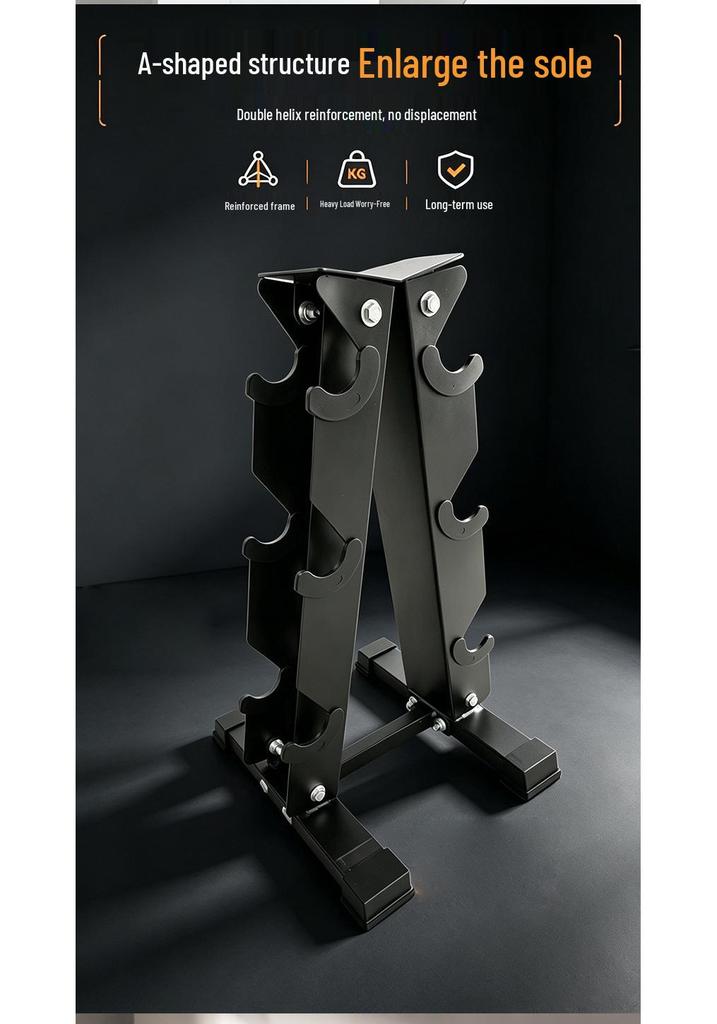 Three-tier A-frame Movable Dumbbell Rack for Hexagonal and Round Head Dumbbells